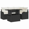 Ensemble de repas extérieur avec coussin 5 pcs Noir Poly rotin 518113518113