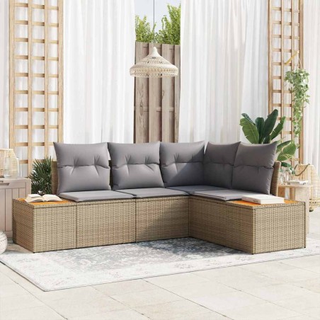 Ensemble de canapé de jardin 5 pcs Gris clair Poly rotin 518114518114