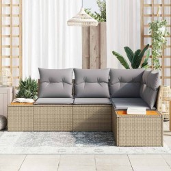 Ensemble de canapé de jardin 5 pcs Gris clair Poly rotin 518114518114
