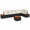 Ensemble de canapé de jardin avec coussin 7 pcs Noir Poly rotin 518115518115
