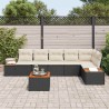 Ensemble de canapé de jardin avec coussin 7 pcs Noir Poly rotin 518115518115