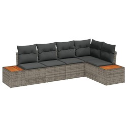 Ensemble de canapé de jardin avec coussin 5 pcs Gris Poly rotin 518116518116