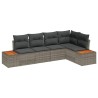 Ensemble de canapé de jardin avec coussin 5 pcs Gris Poly rotin 518116518116