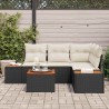 Ensemble de canapé de jardin avec coussin 5 pcs Noir Poly rotin 518118518118