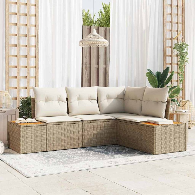 Ensemble de canapé de jardin 5 pcs Beige Poly rotin 518119518119