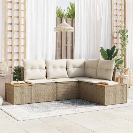 Ensemble de canapé de jardin 5 pcs Beige Poly rotin 518119518119