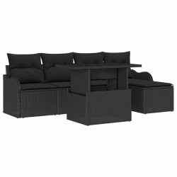 Ensemble de sièges d'extérieur 6 pcs Noir Poly rotin 518120518120