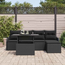 Ensemble de sièges d'extérieur 6 pcs Noir Poly rotin 518120518120