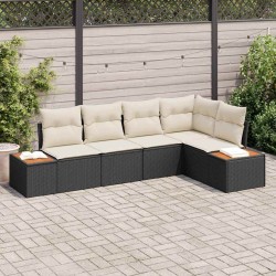 Ensemble de canapé de jardin avec coussin 5 pcs Noir Poly rotin 518122518122