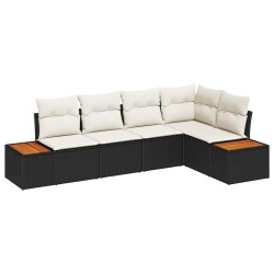Ensemble de canapé de jardin avec coussin 5 pcs Noir Poly rotin 518122518122
