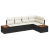 Ensemble de canapé de jardin avec coussin 5 pcs Noir Poly rotin 518122518122