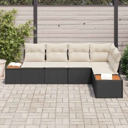 Ensemble de canapé de jardin avec coussin 5 pcs Noir Poly rotin 518122518122
