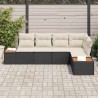 Ensemble de canapé de jardin avec coussin 5 pcs Noir Poly rotin 518122518122