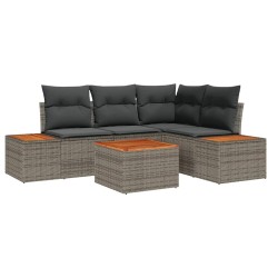 Ensemble de canapé de jardin avec coussin 5 pcs Gris Poly rotin 518123518123