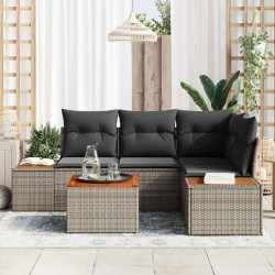 Ensemble de canapé de jardin avec coussin 5 pcs Gris Poly rotin 518123518123