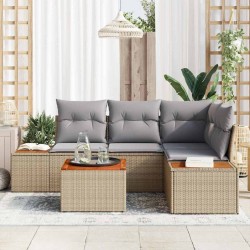 Ensemble de canapé de jardin 5 pcs Beige Poly rotin 518124518124