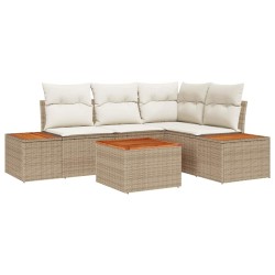 Ensemble de canapé de jardin 5 pcs Beige Poly rotin 518125518125
