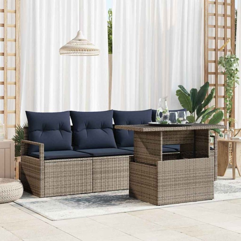 Ensemble de canapé de jardin avec stockage 5 pcs Gris polyrotin 518126518126