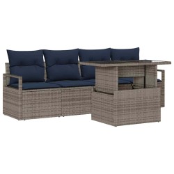 Ensemble de canapé de jardin avec stockage 5 pcs Gris polyrotin 518126518126