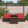 Ensemble de canapé de jardin 5 pcs Marron et rouge polyrotin 518127518127