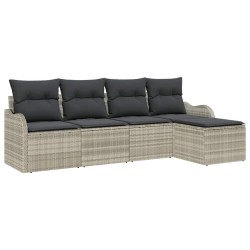Ensemble de canapé de jardin 5 pcs Gris clair polyrotin 518129518129