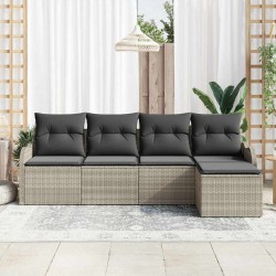 Ensemble de canapé de jardin 5 pcs Gris clair polyrotin 518129518129