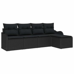 Ensemble de canapé de jardin Noir polyrotin 518130518130