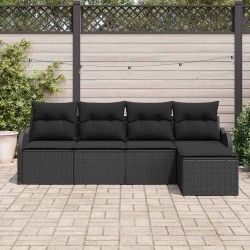 Ensemble de canapé de jardin Noir polyrotin 518130518130