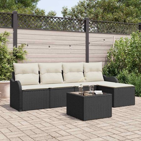 Ensemble de canapé de jardin 6 pcs Noir polyrotin 518131518131