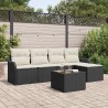 Ensemble de canapé de jardin 6 pcs Noir polyrotin 518131518131