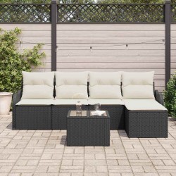 Ensemble de canapé de jardin 6 pcs Noir polyrotin 518131518131