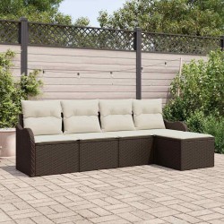 Ensemble de canapé de jardin 5 pcs Marron polyrotin 518134518134