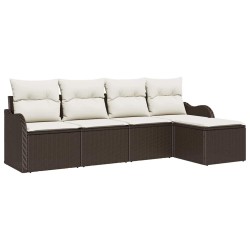Ensemble de canapé de jardin 5 pcs Marron polyrotin 518134518134