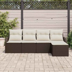 Ensemble de canapé de jardin 5 pcs Marron polyrotin 518134518134