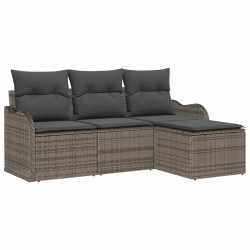 Ensemble de canapé de jardin avec coussin 4 pcs Gris Poly rotin 518135518135