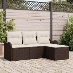 Ensemble de canapé de jardin 4 pcs Marron Poly rotin 518137518137