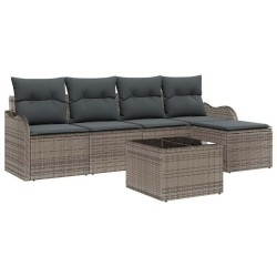 Ensemble de canapé de jardin 6 pcs Gris polyrotin 518141518141