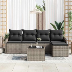 Ensemble de canapé de jardin 6 pcs Gris polyrotin 518141518141