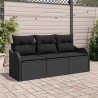 Ensemble de canapé de jardin avec coussin 3 pcs Noir polyrotin 518142518142