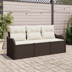 Ensemble de canapé de jardin 3 pcs Marron polyrotin 518144518144