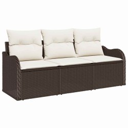 Ensemble de canapé de jardin 3 pcs Marron polyrotin 518144518144