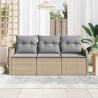 Ensemble de canapé de jardin avec coussin 3 pcs Beige polyrotin 518146518146
