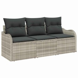 Ensemble de canapé de jardin 3 pcs Gris clair polyrotin 518148518148