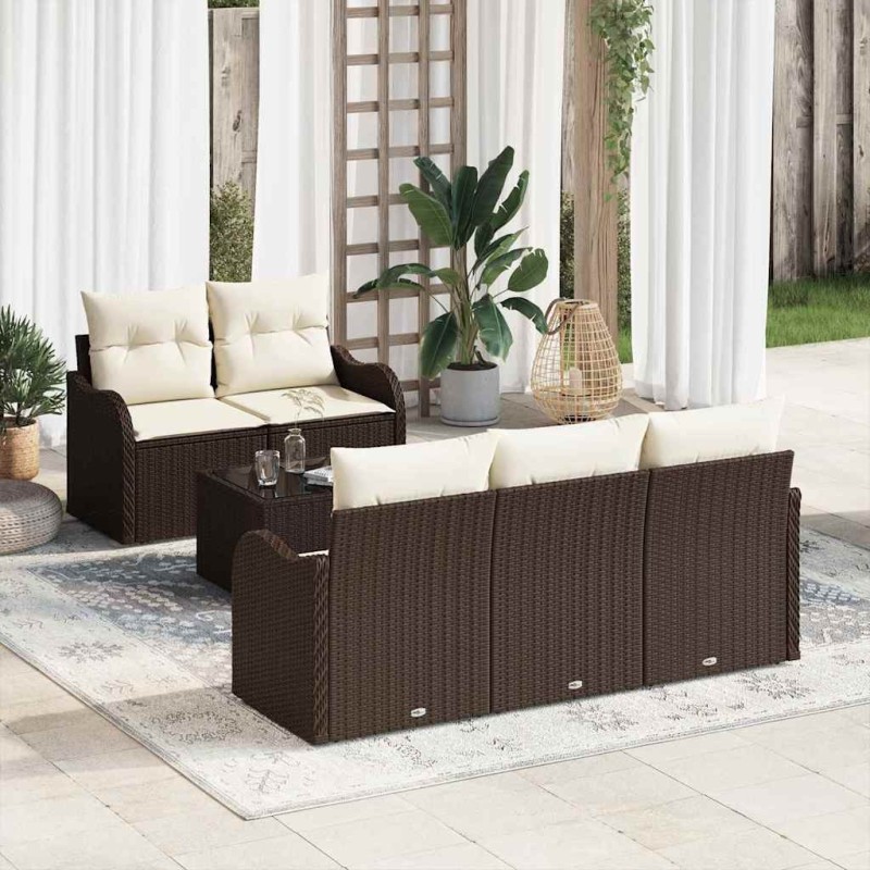 Ensemble de canapé de jardin Marron polyrotin 518149518149