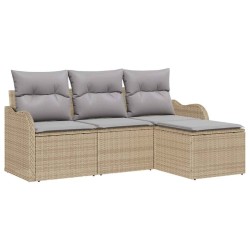 Ensemble de canapé de jardin avec coussin 4 pcs Beige polyrotin 518151518151