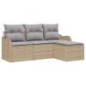 Ensemble de canapé de jardin avec coussin 4 pcs Beige polyrotin 518151518151