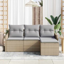 Ensemble de canapé de jardin avec coussin 4 pcs Beige polyrotin 518151518151