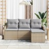 Ensemble de canapé de jardin avec coussin 4 pcs Beige polyrotin 518151518151