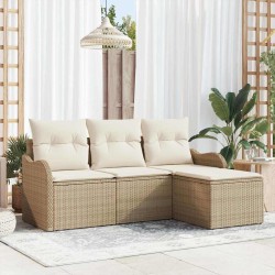 Ensemble de canapé de jardin avec coussin 4 pcs Beige polyrotin 518152518152