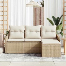 Ensemble de canapé de jardin avec coussin 4 pcs Beige polyrotin 518152518152